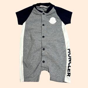Moncler Gray and Black Kids Bodysuit